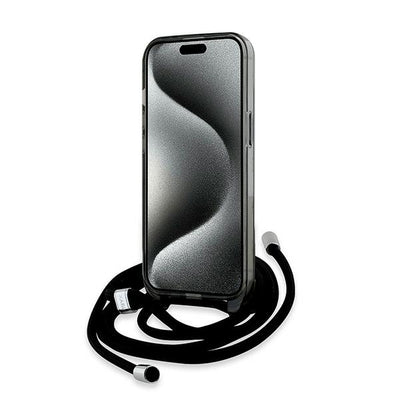 Karl Lagerfeld IML Crossbody Monogram Karl &amp; Choupette Head MagSafe Case for iPhone 15 / 14 / 13 - Black