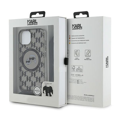 Karl Lagerfeld IML Crossbody Monogram Karl &amp; Choupette Head MagSafe Case for iPhone 15 / 14 / 13 - Black