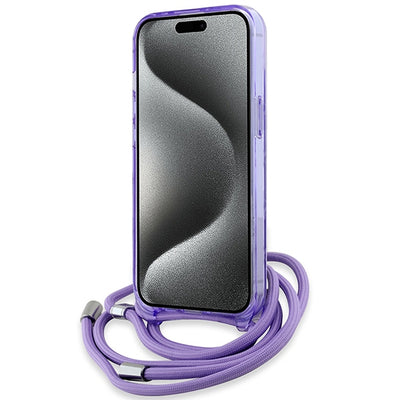 Karl Lagerfeld IML Crossbody Monogram Karl &amp; Choupette Head MagSafe case for iPhone 15 / 14 / 13 - purple