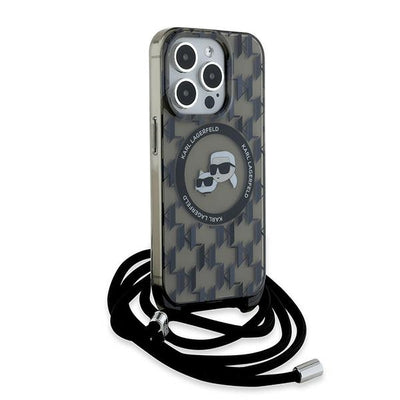 Karl Lagerfeld IML Crossbody Monogram Karl &amp; Choupette Head MagSafe Case for iPhone 15 Pro Max - Black