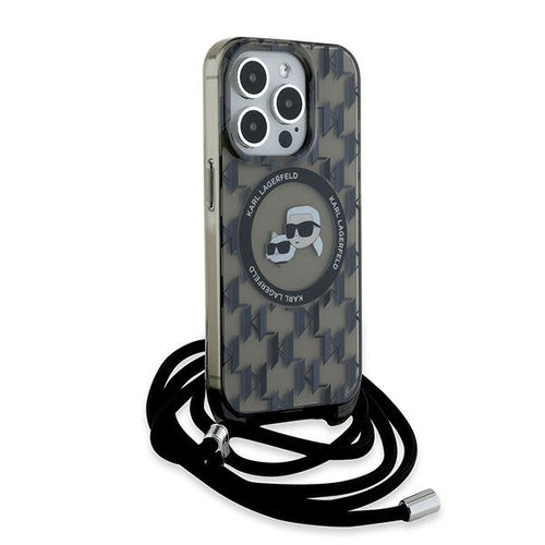 Karl Lagerfeld IML Crossbody Monogram Karl &amp; Choupette Head MagSafe Case for iPhone 15 Pro Max - Black