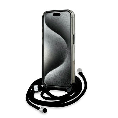 Karl Lagerfeld IML Crossbody Monogram Karl &amp; Choupette Head MagSafe Case for iPhone 15 Pro Max - Black