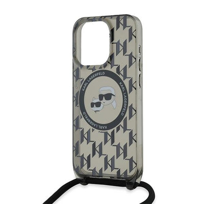 Karl Lagerfeld IML Crossbody Monogram Karl &amp; Choupette Head MagSafe Case for iPhone 15 Pro Max - Black