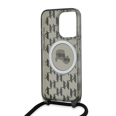 Karl Lagerfeld IML Crossbody Monogram Karl &amp; Choupette Head MagSafe Case for iPhone 15 Pro Max - Black