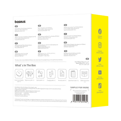 Baseus Bowie E19 TWS In-Ear Wireless Headphones - Black