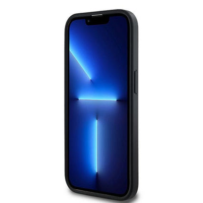 DKNY Leather Checkered Mono Pattern MagSafe Case for iPhone 14 Pro Max - Black