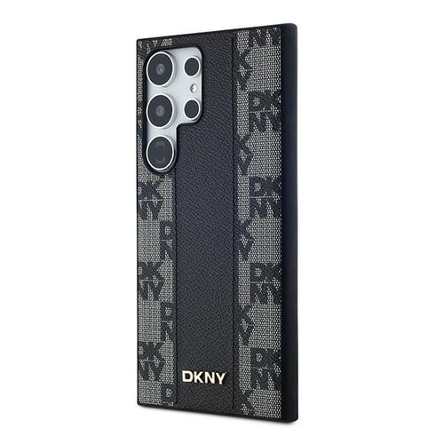 DKNY Leather Checkered Mono Pattern MagSafe Case for Samsung Galaxy S24 Ultra - Black
