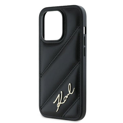 Karl Lagerfeld Diagonal Quilted Script case for iPhone 13 Pro Max - black