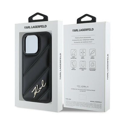 Karl Lagerfeld Diagonal Quilted Script case for iPhone 13 Pro Max - black