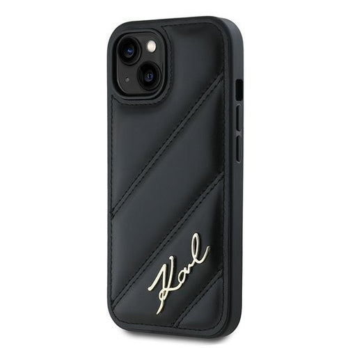 Karl Lagerfeld Diagonal Quilted Script case for iPhone 14 / 15 / 13 - black