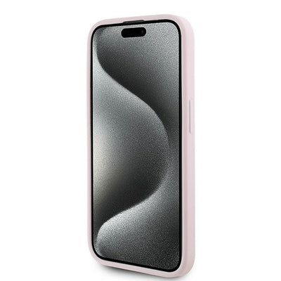 Karl Lagerfeld Diagonal Quilted Script case for iPhone 15 Pro - pink