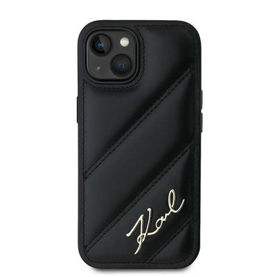 Karl Lagerfeld Diagonal Quilted Script case for iPhone 15 / 14 / 13 - black