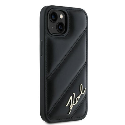Karl Lagerfeld Diagonal Quilted Script case for iPhone 15 / 14 / 13 - black