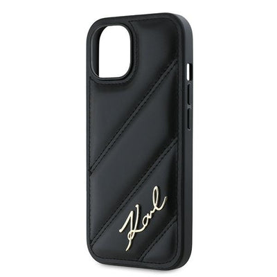 Karl Lagerfeld Diagonal Quilted Script case for iPhone 15 / 14 / 13 - black
