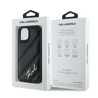 Karl Lagerfeld Diagonal Quilted Script case for iPhone 15 / 14 / 13 - black