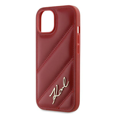 Karl Lagerfeld Diagonal Quilted Script case for iPhone 15 / 14 / 13 - red