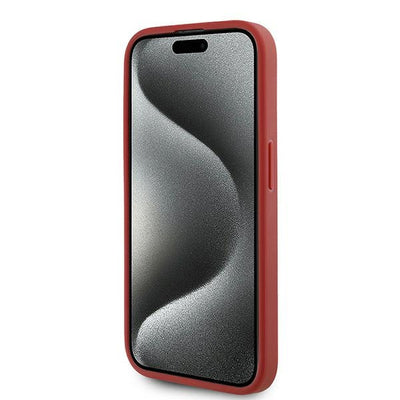 Karl Lagerfeld Diagonal Quilted Script case for iPhone 15 Pro Max - red