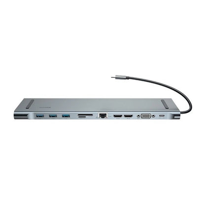 Baseus Enjoyment Series Multi-functional Type-C intelligent HD HUB（PD/HD4K*2/VGA/RJ45/SD/TF/USB*3/Audio*1/Stand)Dark gray - Product Image 1