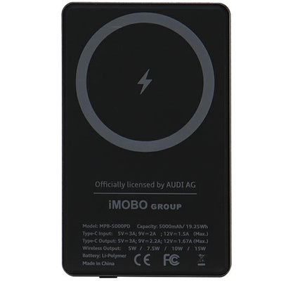 Powerbank Audi Big Logo MagSafe inductive 15W 5000mAh - gray