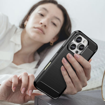 Carbon Case for iPhone 16 Pro Max Silicone Case - Black — Hurtel