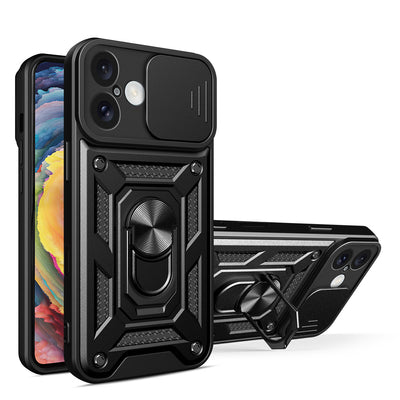 Hybrid Armor Camshield iPhone 16 Plus Armored Case with Camera Cover and Stand - Black — Hurtel