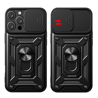 Hybrid Armor Camshield iPhone 16 Pro Case with Camera Cover and Stand - Black — Hurtel