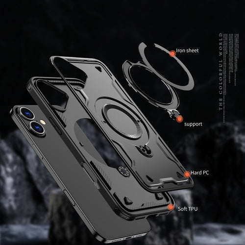 Hybrid Armor Trendy Case with MagSafe for iPhone 16 - Black — Hurtel