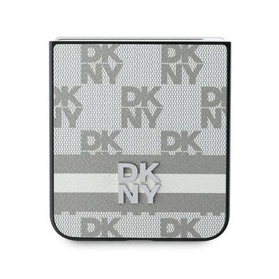 DKNY Checkered Pattern Printed Stripes Case for Samsung Galaxy Z Flip 6 - Beige