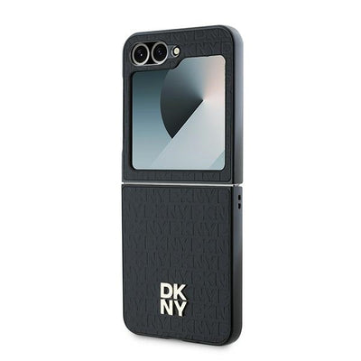 DKNY Repeat Pattern Stack Logo Case for Samsung Galaxy Z Flip6 - Black