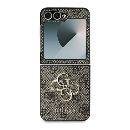 Guess Leather 4G Metal Logo Case for Samsung Galaxy Z Flip 6 - Brown
