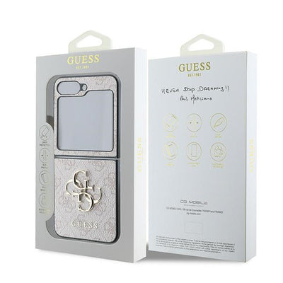 Guess Leather 4G Metal Logo Case for Samsung Galaxy Z Flip 6 - Pink