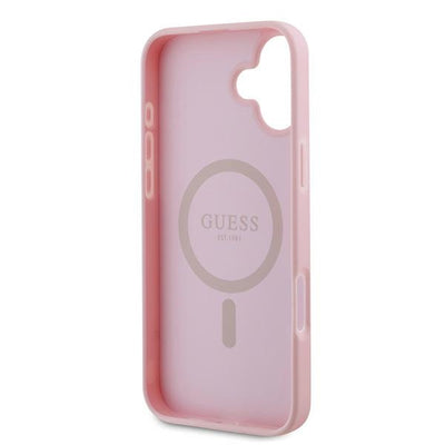 Guess Grained Gold Ring MagSafe iPhone 16 Plus Case - Pink