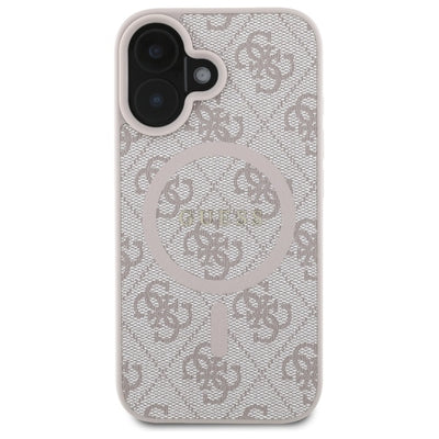 Guess 4G Ring Classic Logo MagSafe iPhone 16 Case - Pink