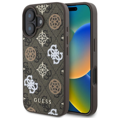 Guess 4G Printed Stripes MagSafe iPhone 16 Case - Brown