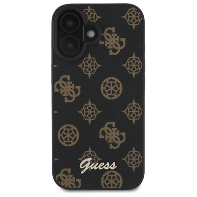 Guess Peony Script MagSafe iPhone 16 Case - Black