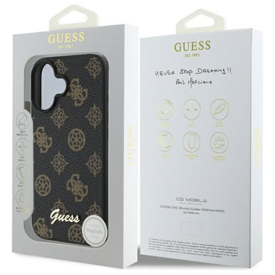 Guess Peony Script MagSafe iPhone 16 Case - Black