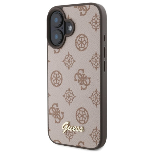 Guess Peony Script MagSafe iPhone 16 Case - Brown