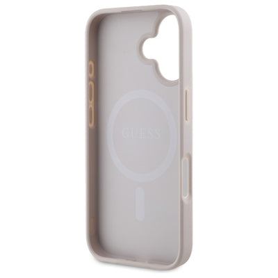 Guess Saffiano Peony Classic Logo MagSafe iPhone 16 Case - Pink