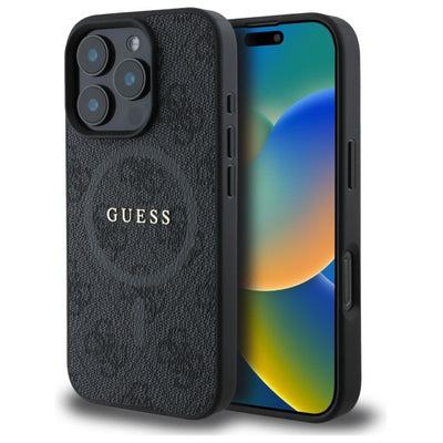 Guess 4G Ring Classic Logo MagSafe case for iPhone 16 Pro Max - black