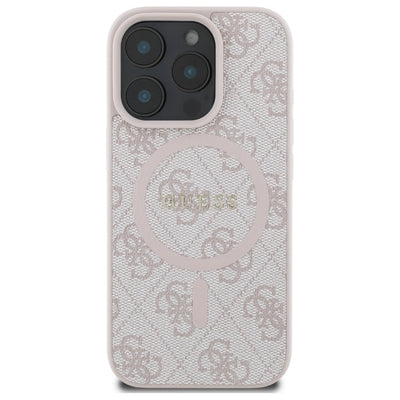 Guess 4G Ring Classic Logo MagSafe Case for iPhone 16 Pro Max - Pink
