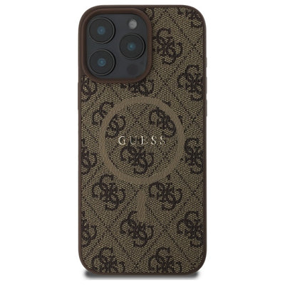 Guess 4G Ring Classic Logo MagSafe Case for iPhone 16 Pro Max - Brown