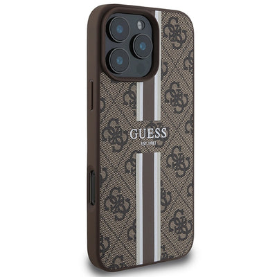 Guess 4G Printed Stripes MagSafe Case for iPhone 16 Pro Max - Brown