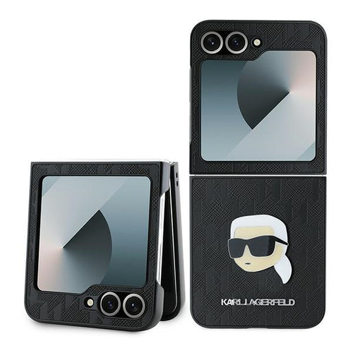 Karl Lagerfeld Saffiano Monogram Case for Samsung Galaxy Z Flip 6 - Black