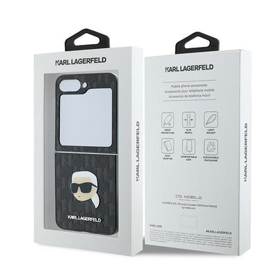 Karl Lagerfeld Saffiano Monogram Case for Samsung Galaxy Z Flip 6 - Black