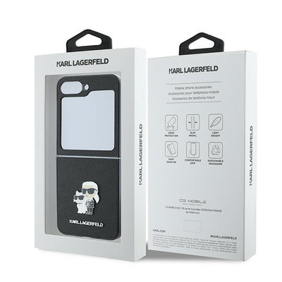 Karl Lagerfeld Saffiano Metal Pin Case for Samsung Galaxy Z Flip 6 - Black