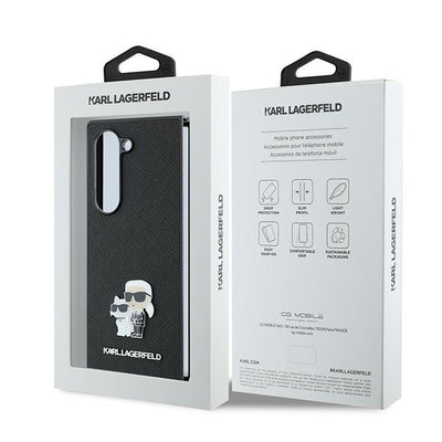 Karl Lagerfeld Saffiano Metal Pin Case for Samsung Galaxy Z Fold 6 - Black