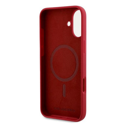 Karl Lagerfeld Silicone Karl&amp;Choupette Heads Ring MagSafe Case for iPhone 16 Plus - Red