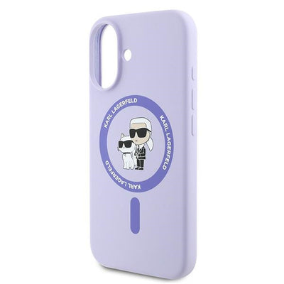 Karl Lagerfeld Silicone Karl&amp;Choupette Heads Ring MagSafe Case for iPhone 16 Plus - Purple