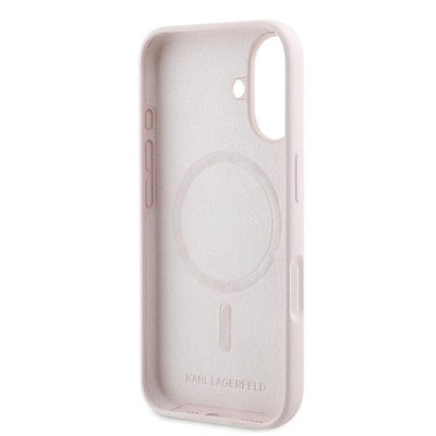Karl Lagerfeld Silicone Nauble Heads Print MagSafe Case for iPhone 16 Plus - Pink