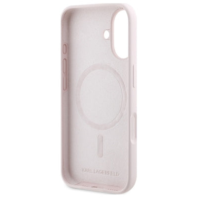 Karl Lagerfeld Silicone Nauble Heads Print MagSafe Case for iPhone 16 - Pink